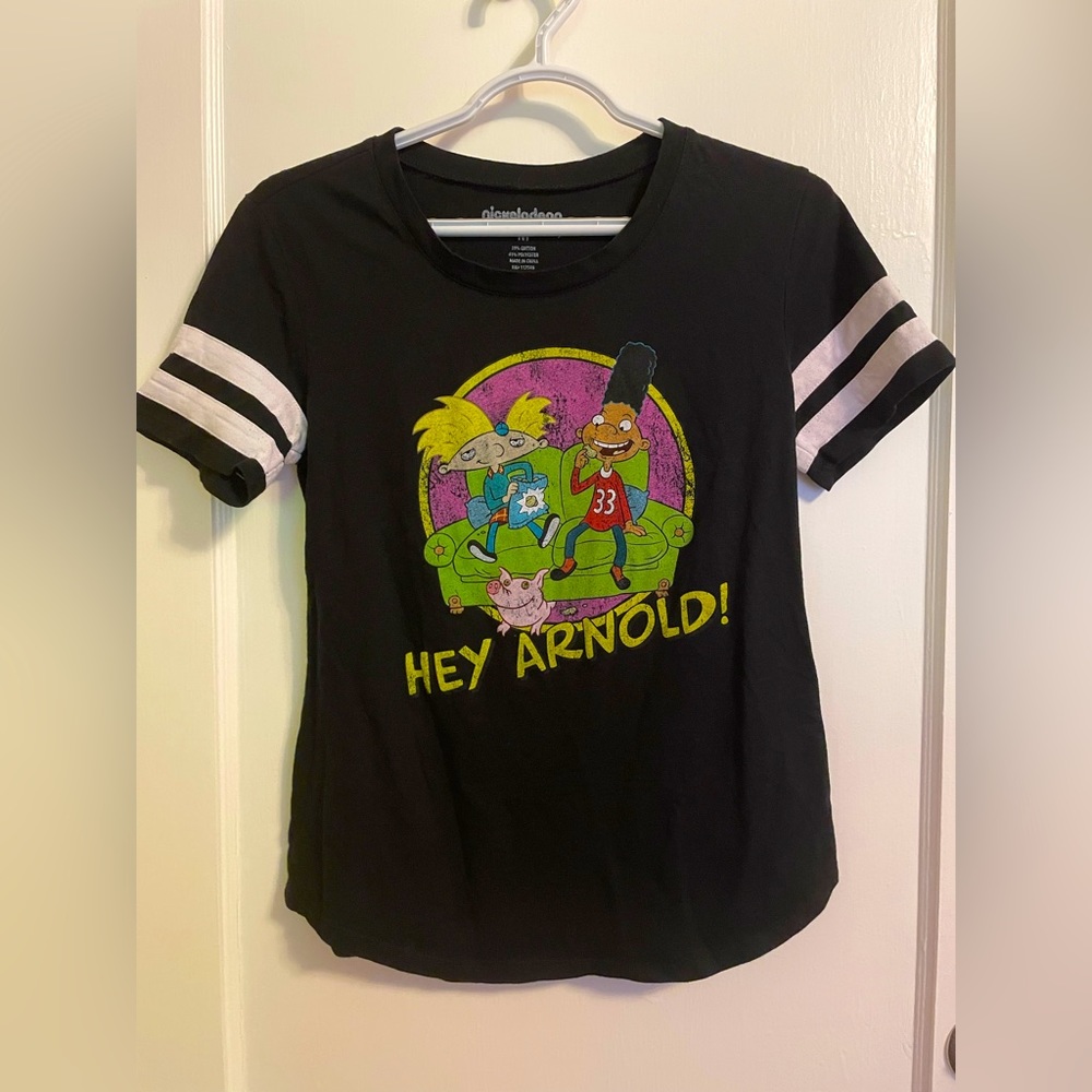 Nickelodeon 90’s Hey Arnold ! Ringer T-Shirt Size M Distressed Munchies 420 📺🐷